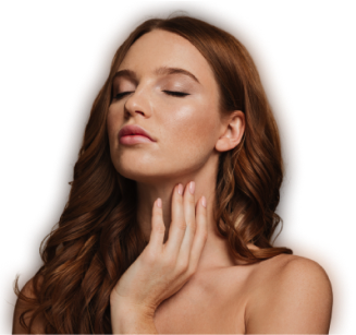 Woman touching face