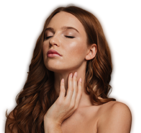 Woman touching face